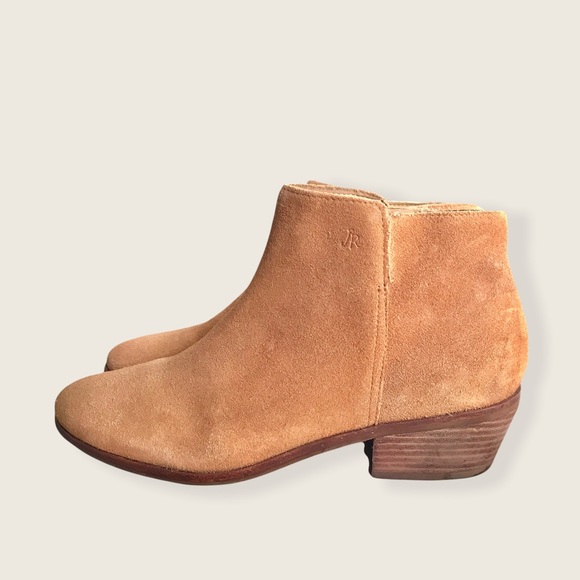 Jack Rogers Bailee Tan Suede Wood Heeled Classic Casual Zip Up Ankle Booties - Picture 9 of 16